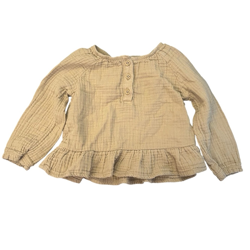 Little Planet Organic Cotton Kids Tan Long Sleeve Top 18 Months